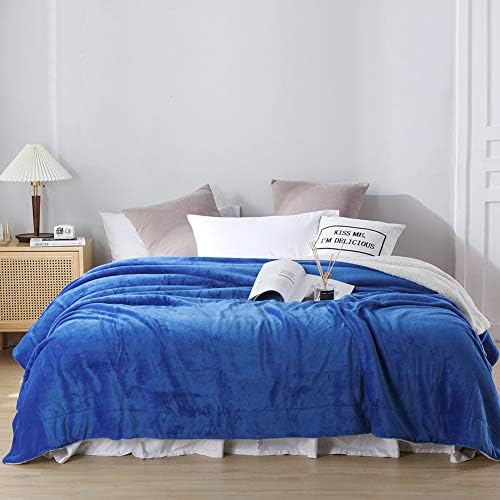 NANPIPER Bed Blanket Reversible Sherpa Flannel Blanket Super Soft Fuzzy Plush Fleece Microfiber (90"x90" Princess Blue) Queen - Image 6