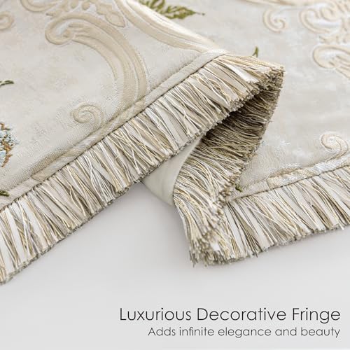 Loom and Mill Jacquard Floral Throw Blankets for Bed, Pearly Beige, 52"x72” - Image 3
