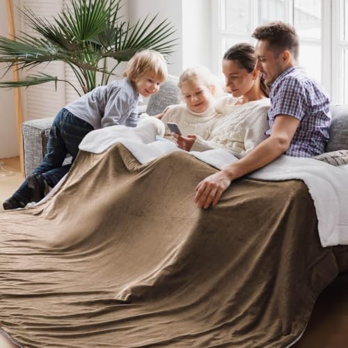 Bedsure GentleSoft Sherpa Fleece Cal King Blankets for Bed, Non-Heated, Thick and Warm Oversized Throw for Women and Men, Soft Fuzzy Plush Large Blanket for Winter, Camel, 112x98 Inches by BEDSURE