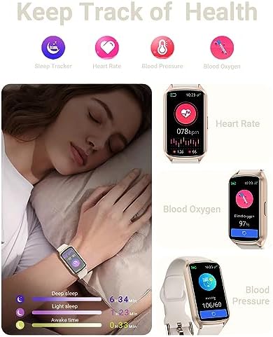 Amzhero Health Fitness Tracker with 24/7 Heart Rate, Blood Oxygen, Blood Pressure, Sleep Tracker, 5ATM Waterproof Activity Trackers with Step Tracker, Pedometer (S & L Bands Included) - Image 4