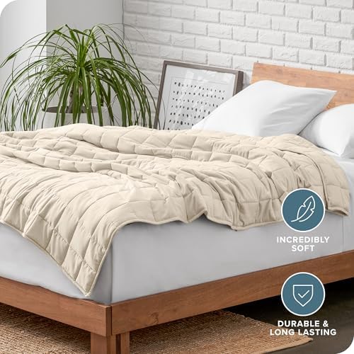 Bare Home Cotton Weighted Blanket (Sand, 40"x60" 10lbs) - Image 5
