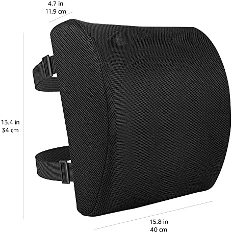 Amazon Basics Rectangular Memory Foam Back Support Cushion for Office Chairs, Non-Slip Base for Long Sitting, Black - Image 4
