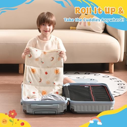 anfie Weighted Lap Pad 2 Pounds, Weighted Blanket (30"*40") Cooling Blanket for Resting,Weighted Throw Blanket for Travel Indoor Outdoor (Beige Sun) - Image 4