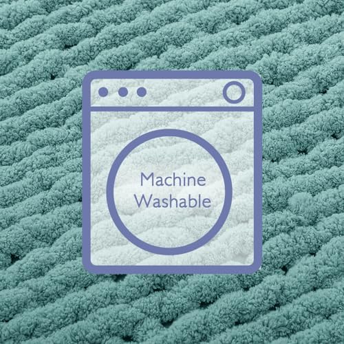 Bigacogo Chunky Knit Throw Blanket for Couch, 40x60 inches, Light Teal - Image 6
