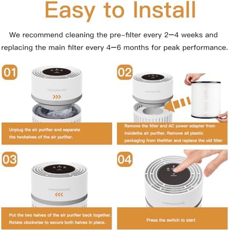 MEGAWISE Air Purifier, H13 True HEPA Filter, 25dB Quiet Air Cleaner - Image 5