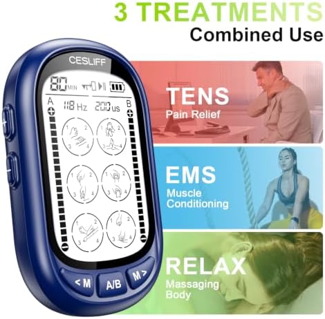 CESLIFF Dual Channel TENS EMS Unit Large Screen 24 Modes 36 Levels Intensity Muscle Stimulator, Rechargeable Electric Pulse Massager TENS Machine for Lower Back Neck Shoulder Pain Relief with 10 Pads - Image 7