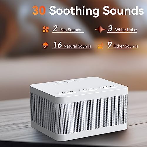 DailyBody Sound Machine White Noise Machine with 30 Soothing Sounds 32 Levels Volume 5 Timers and Memory Function Effectively Blocks Noise Ideal Sleep Machine for Baby Kids Adults… (White) - Image 2