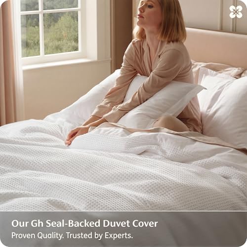 Bedsure PureWoven Cotton Waffle Weave Duvet Cover, White, Duvet Cover Only - Image 2