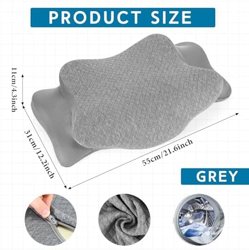 HunnmingRe Pillow Case for Cervical Neck, Gray, Standard Size - Image 2