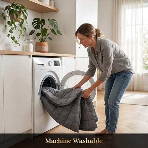 Machine Washable Weighted Blanket for Adults - Heavy Blankets for All-Season Sleeping, Cooling Soft & Breathable with Premium Glass Beads (78” x 85”｜25lbs) - Image 7