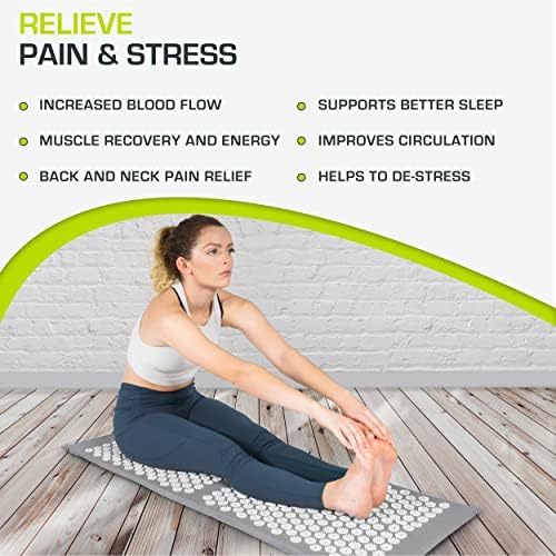 ProsourceFit Acupressure Mat and Pillow Set for Back/Neck Pain Relief and Muscle Relaxation, XL - Grey/White - Image 4