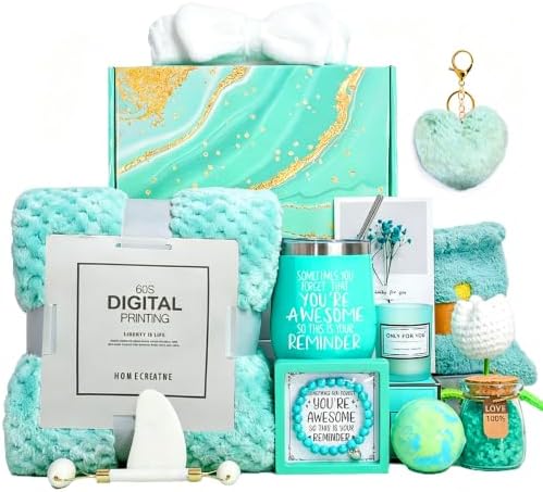 Self Care Gifts Baskets Women, 16PCS Get Well Soon Gift Box Relaxing Spa Set Care Package for Birthday, Valentines Day, Mothers Day, Christmas Gifts for Mom Girlfriend Sister Wife Grandma (Blue) by Unknown