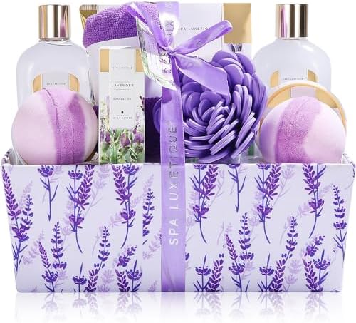 Spa Luxetique Spa Gift Baskets for Women 12 Pcs Lavender Gifts for Women by spaluxetique