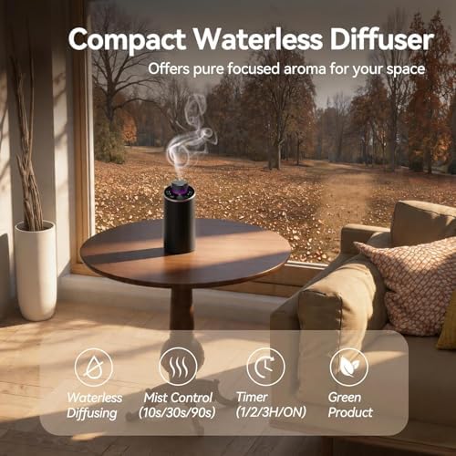 Waterless Essential Oil Diffuser Aromatherapy Scent Diffusers for Home Large Room, Bedroom, Car, Office, Desk, Battery Operated Mini Portable Air Freshener, 3 Countdown Timers & 3 Mist Levels - Image 2
