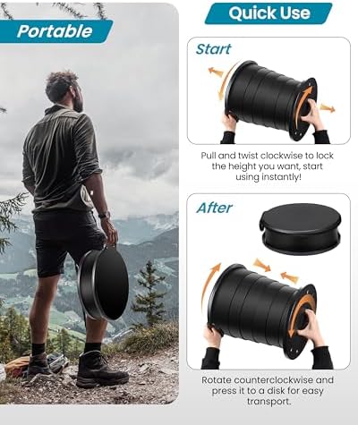 TRIPTIPS Upgrade Retractable Portable Toilet Travel Toilet Adjustable Height Camping Toilet Portable Potty for Adults Kids, Foldable Portable Toilet for Camping/Car - Image 6