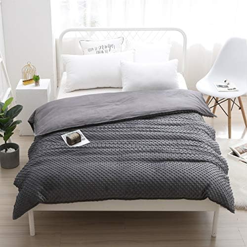 F.Y.Dreams Weighted Blanket Duvet Cover 60x80 inches with 8 Ties,Zipper on Long Side/Cotton&Minky Dot, Dark Grey/Just Duvet Cover - Image 3