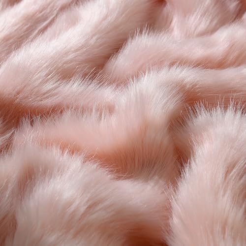 HORIMOTE HOME Pink Faux Fur Throw Blanket, Long Pile Light Pink Fur Blanket, Super Warm, Soft, Cozy, Fuzzy, Fluffy Throws for Couch Bed Sofa, Aesthetic Home Room Decor Throw, 50" x 60" - Image 7