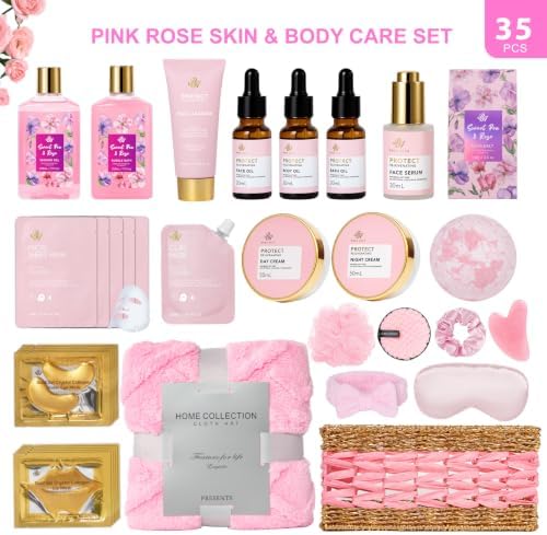 Gifts for Women, 35 Pcs Rose Home Spa Gifts Basket, Get Well Soon Gifts Set - Image 2