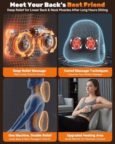JZBRAIN Electric Back Massager, Deep Tissue Kneading Heat for Pain Relief - Image 5