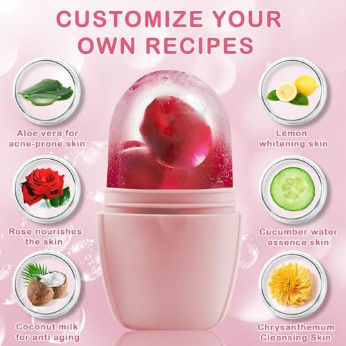 XHJRI Ice Face Roller Massager,Ice Cube Roller for Face, Eyes and Neck Naturally Conditioning and Skin Care,De-Puff Eye Bags,Reduce Migraine Pain,Reusable Massage Silicone Ice Mold (New Pink White) - Image 4