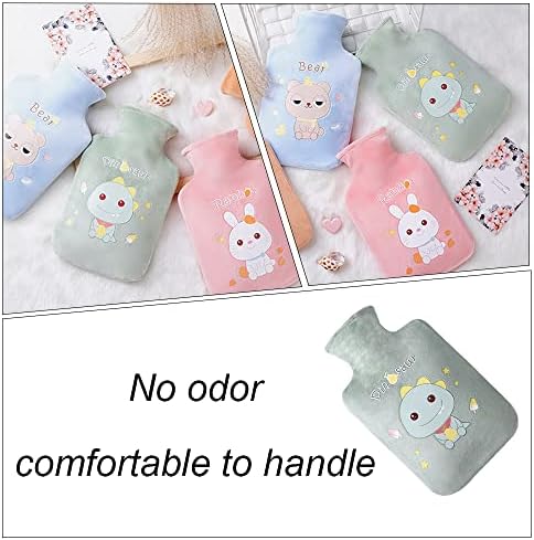 Hot Water Bottle with Cute Plush Cover - 1L PVC Hot Water Bag for Pain Relief, Menstrual Cramps, Period Pain - Cartoon Heat Therapy Hot Cold Pack for Back, Neck, Stomach - Portable Bed Warmer (Gray) - Image 5