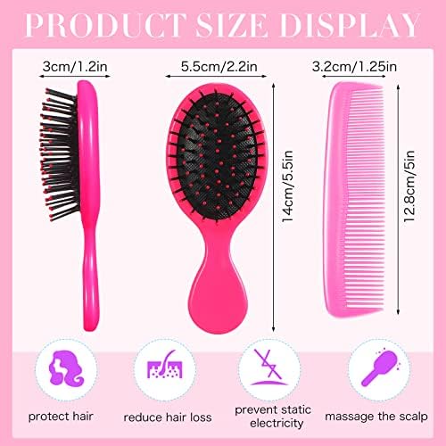 Epakh 12 Hair Brush Comb Set Wet Detangling Mini for Travel, Stylish Colors - Image 2
