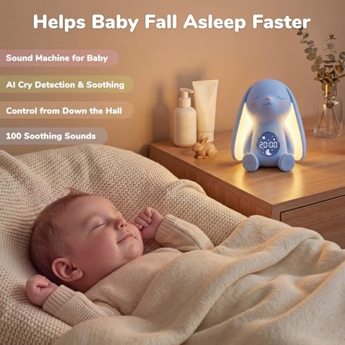 MeWaii Bunny White Noise Sound Machine, Newborn Baby Boy Gift, 100+ Sounds - Image 3