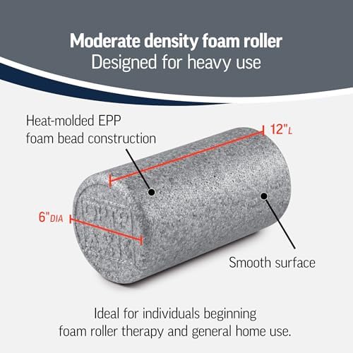 OPTP Silver AXIS Moderately Firm Foam Roller – Round, Silver, 12" x 6" - Image 3