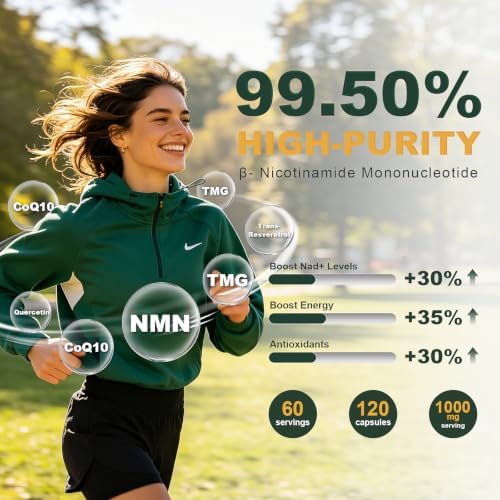 NMN Supplement, NAD+ Precursor Support 1000mg 5-in-1 Complex with 600mg Nicotinamide Mononucleotide and TMG 200mg, Trans-Resveratrol, Quercetin, CoQ10 for Cellular Energy, Antioxidant Support - Image 7