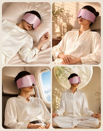 SilkSilky 22 Momme Mulberry Silk Sleep Mask for Side Sleepers, Pale Mauve - Image 6