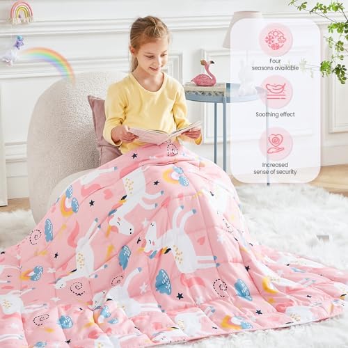 Pink Unicorn Weighted Blanket 2lbs Small Heavy Throw Blanket Gifts 36"x48" - Image 5