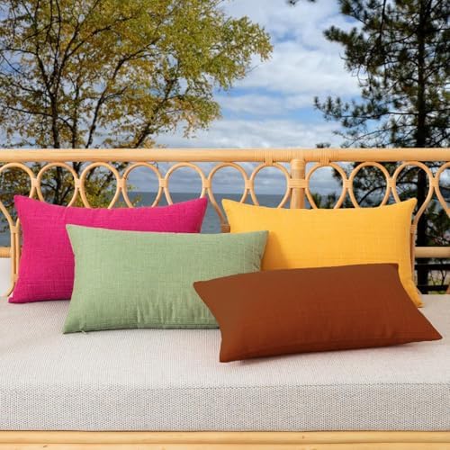 Kevin Textile Outdoor Waterproof 14”x24” Pillow Covers 2 Pack, Burnt Orange - Image 4