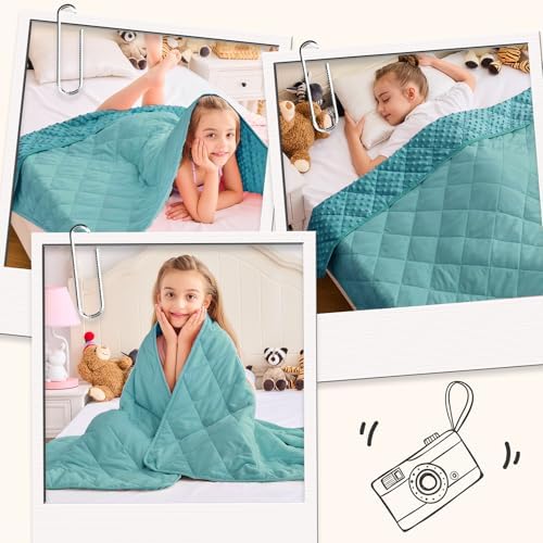 yescool Weighted Blanket 7 Pounds Teal Heavy Blankets, Microfiber Weighted Throw Blanket Breathable Warm Fleece Minky Blanket for 60-80lbs, 40"x60" - Image 6
