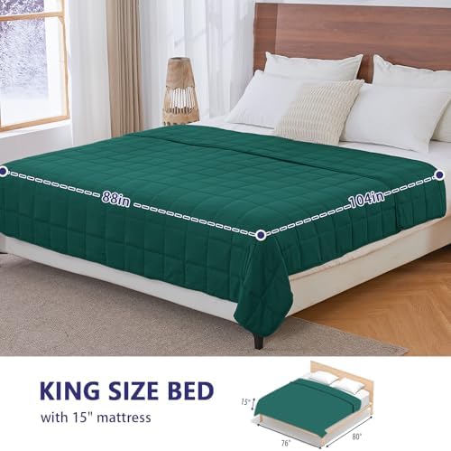 yescool Weighted Blanket for Adults (20 lbs, 88” x 104”, Dark Green) Cooling Heavy Blanket for Sleeping Perfect for 190-210 lbs, Queen Size Breathable Blanket with Premium Glass Bead, Machine Washable - Image 2