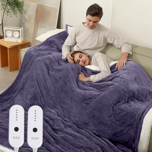 ESTINGO King Heated Blanket, Electric Blanket King Size Dual Control with 10 Hours Auto Off & 5 Heating Levels, King Heating Blanket with Machine Washable, 100"x90", Lavender Purple by ESTINGO-EnjoyToastyWarm