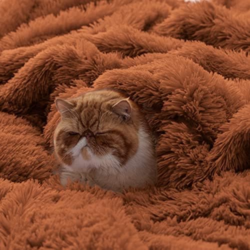 Bedsure Faux Fur Fluffy Sherpa Fleece King Bed Blanket Orange 108"x90" - Image 4