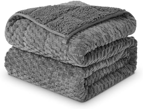 Weighted Blanket 15lbs for Adults, Queen Size Jacquard Sherpa Heavy Blanket for Calming and Relax, Dual Sided Ultra Soft Fuzzy Throw Blanket with Glass Beads, 60 x 80 inches, Dark Grey by greatdaxing