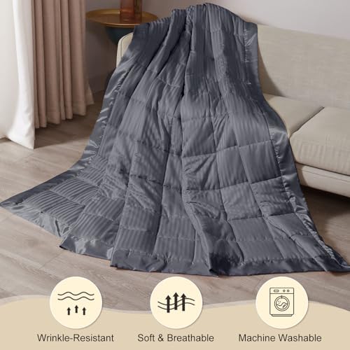 downluxe Weighted Blanket Queen Size, 15 lb Weighted Blanket with Glass Beads for All Season, Machine Washable Heavy Blanket (Grey, 90 X 90 Inch) - Image 6