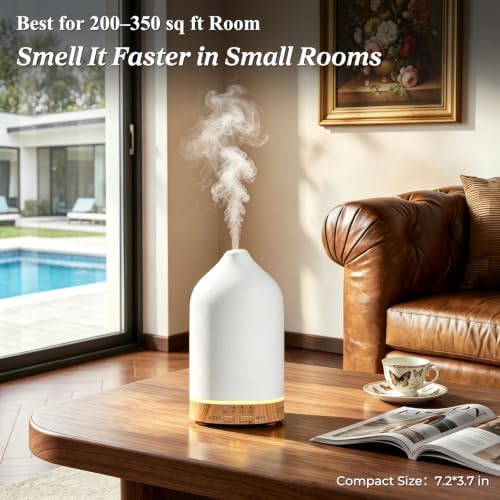 URPOWER 180mL Ceramic Essential Oil Diffuser Aromatherapy Diffuser for Home - Image 3