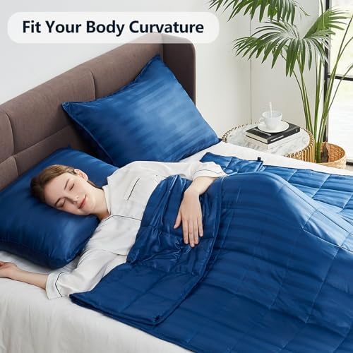 Weighted Blanket Queen/King Size (80"x87" 17lbs),Ultra Soft and Cozy Cooling Weighted Blanket for Adult,Heavy Blanket with Machine Washable Soft Blanket, Navy Blue - Image 2