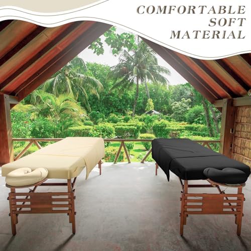Mixweer 9 Pcs 3 Set Microfiber Massage Table Sheets Set Bulk Includes Flat Sheet, Fitted Sheet with Pocket, Face Rest Cover(Black, White, Beige) - Image 5