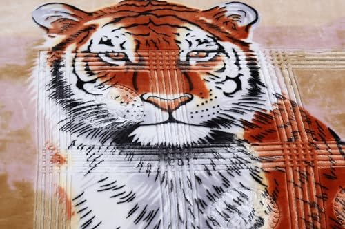Nestl 12 Lbs Velvet Fleece Blanket for Winter - 2 Ply Heavy & Warm Korean Style Bed Blanket - Reversible Printed Raschel King Size Blanket - Wrinkle & Fade Resistant - 87 x 94 Inches - Tiger - Image 5
