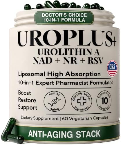 Liposomal Urolithin A Complex, 1250mg 10-in-1 with NAD+, NMD, & Resveratrol by PlusUltra