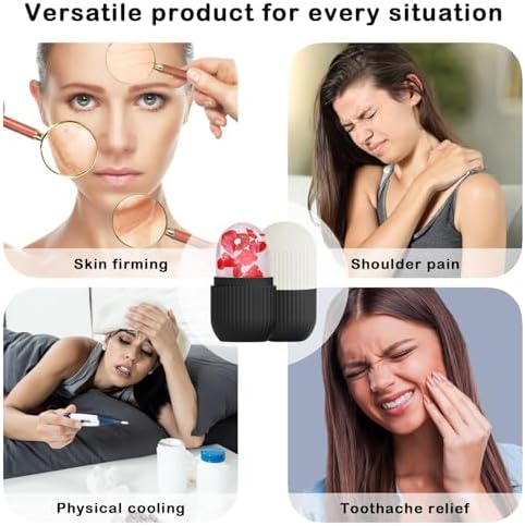 XHJRI Face Roller Massager for Skin Care, Reusable Ice Mold Massage Roller - Cordless, Battery Powered, Black White, Migraine Relief, Rolling Therapy for Whole Body - Image 3
