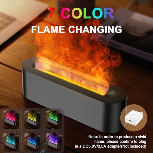 Colorful Flame Fire Diffuser Humidifier, Ultra-Quiet Aroma Essential Oils Aromatherapy Diffusers for Large Room, Bedroom, Office (Timeable, Waterless Auto off-150ml) - Image 2