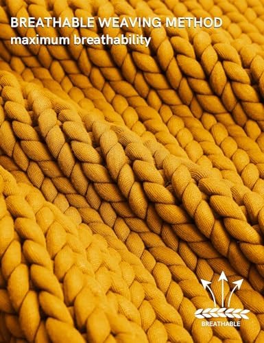 YnM Chunky Throw Blanket, Medium-Weight, Hand Knitted, Skin Friendly, Ventilated and Breathable, Machine Washable, Home Décor Piece for Couch, Sofa and Bed (Yellow Fusion, 60x80 Inch) - Image 4