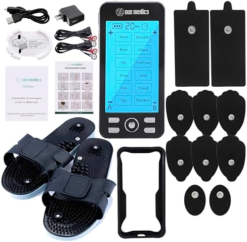 Rechargeable Pulse Massager Tens 24 Muscle Stimulator Complete Set Reflexology Shows by NueMedics
