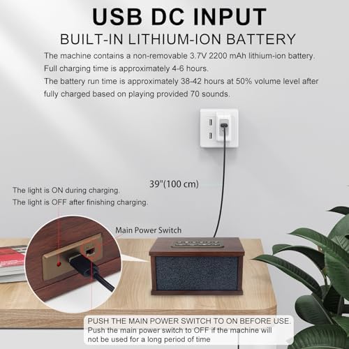 White Noise Sound Machine, Portable Sound Machine with 70 Soothing Sounds, 3 Timer Memory Function 30 Volume Levels Sleep Machines for Baby Kids Adult Home Office Travel, Black - Image 6