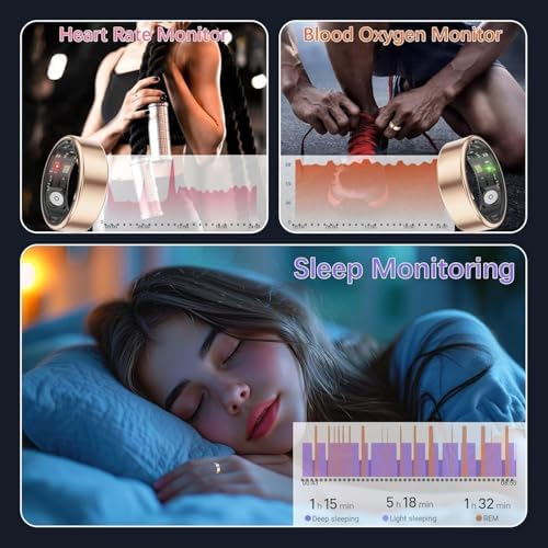 Smart Rings for Women Men, Fitness Ring with Heart Rate, Blood Oxygen, HRV, Stress, Sleep Tracker, Step Tracker, No Subscription Fee, lP68 Waterproof Smart Ring for iPhone & Android (Rose Gold 11#) - Image 3