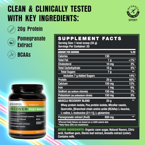 BODi Recover Post Workout Whey Protein Powder - Orange, 20 Servings - Image 2